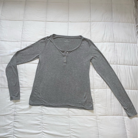 American Eagle Quarter Button Up Long Sleeve Shirt | Colour: Gray | Size: Small - Picture 2 of 5